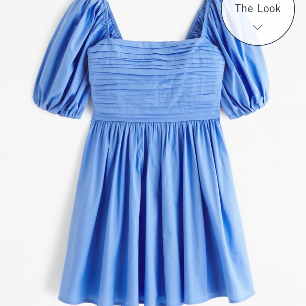 NWOT Abercrombie & Fitch Emerson Poplin Baby Blue Puffed Sleeve Dress Size M